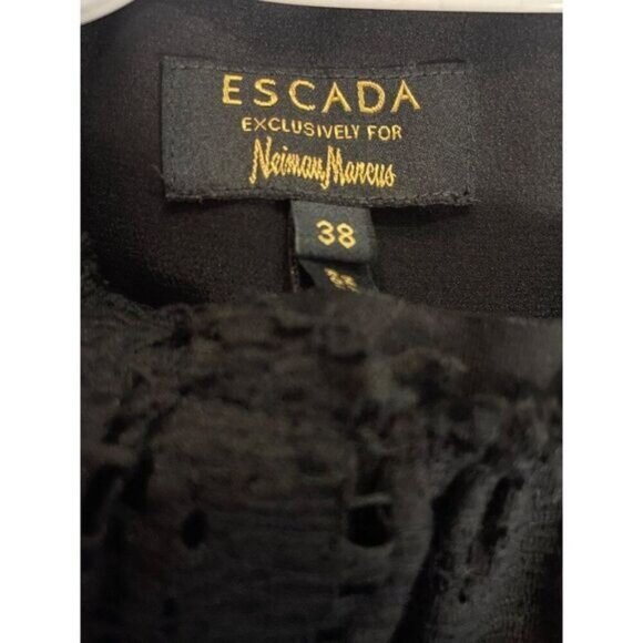 Escada Black Eyelet Lace Sheath Dress Size 38 US 6 8 - Picture 5 of 5